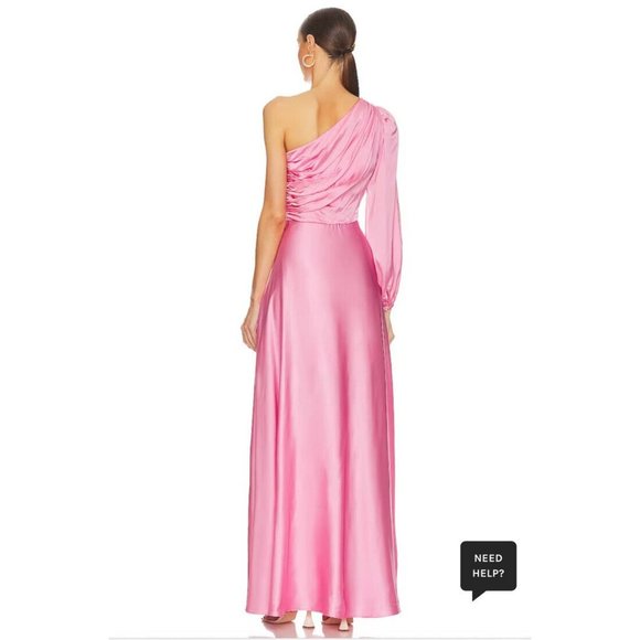 AMUR Elsabet One Shoulder Gown Calla Lily Pink Satin One Shoulder - Picture 7 of 7